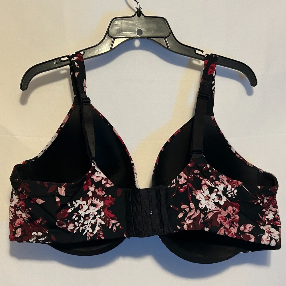 Ambrielle Bra 46DDD Plus Size Full Coverage‎ Lightly Lined Pink Black Floral - Picture 2 of 5